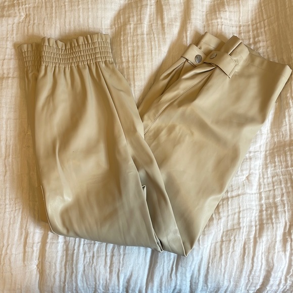 Zara Pants & Jumpsuits Zara Tan Leather Pants Poshmark